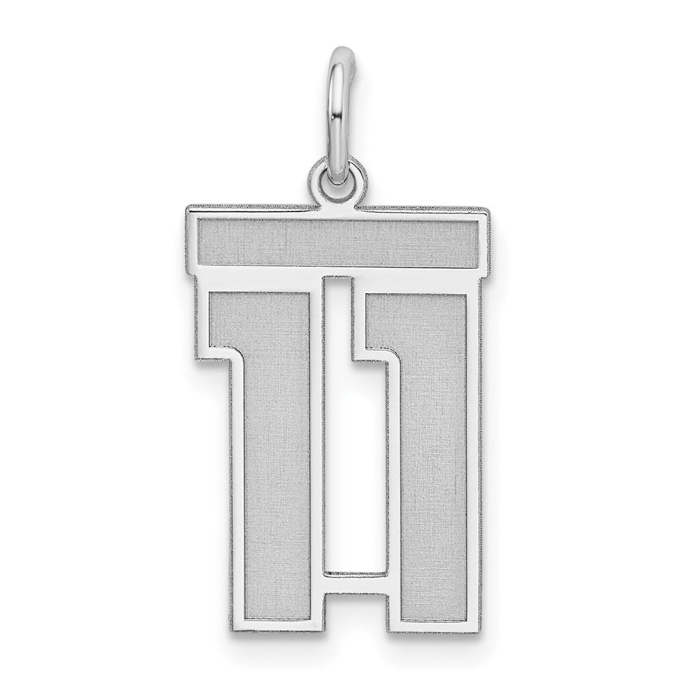 Sterling Silver/Rhodium-plated Satin Number 11 Charm