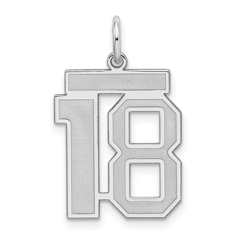 Sterling Silver/Rhodium-plated Satin Number 18 Charm