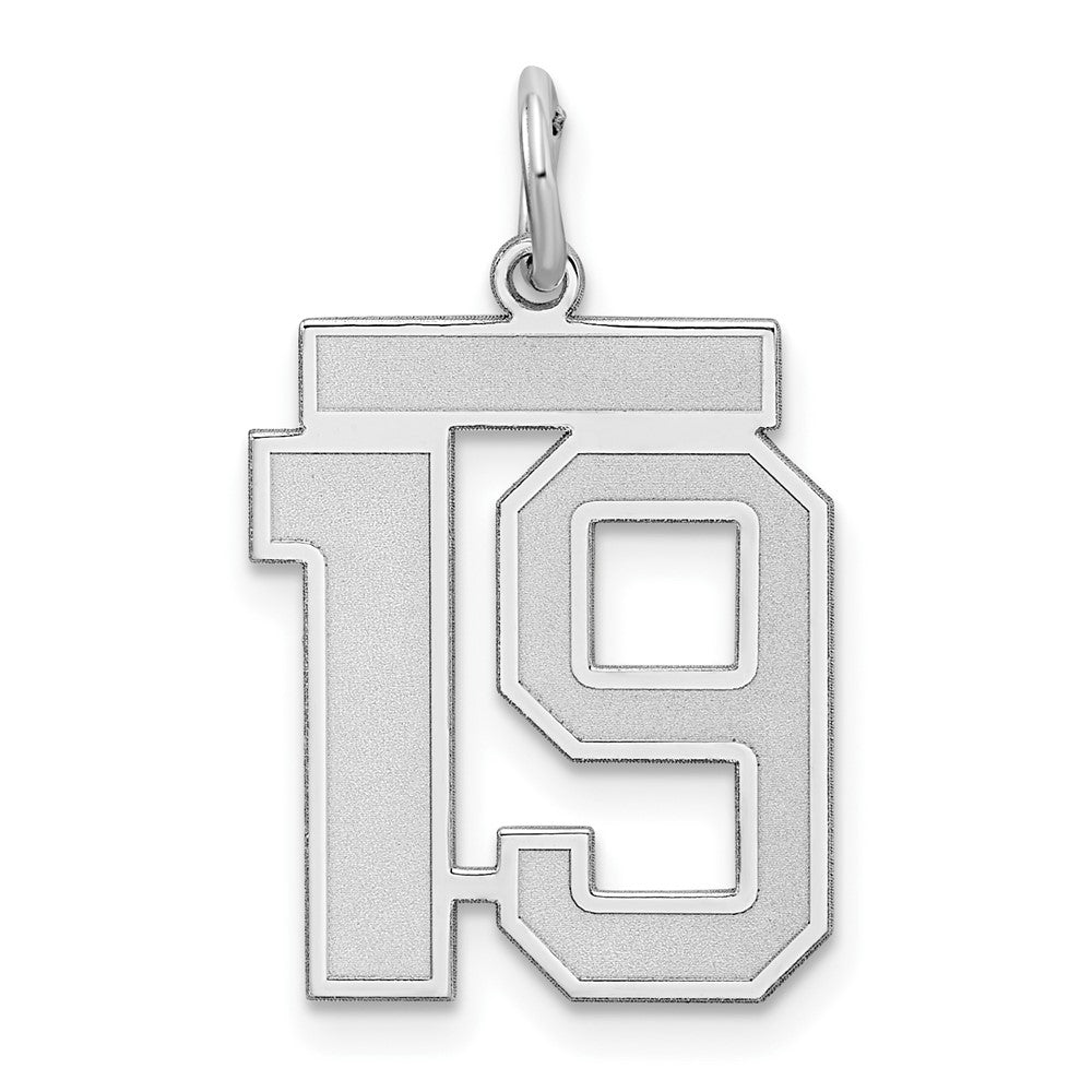 Sterling Silver/Rhodium-plated Satin Number 19 Charm