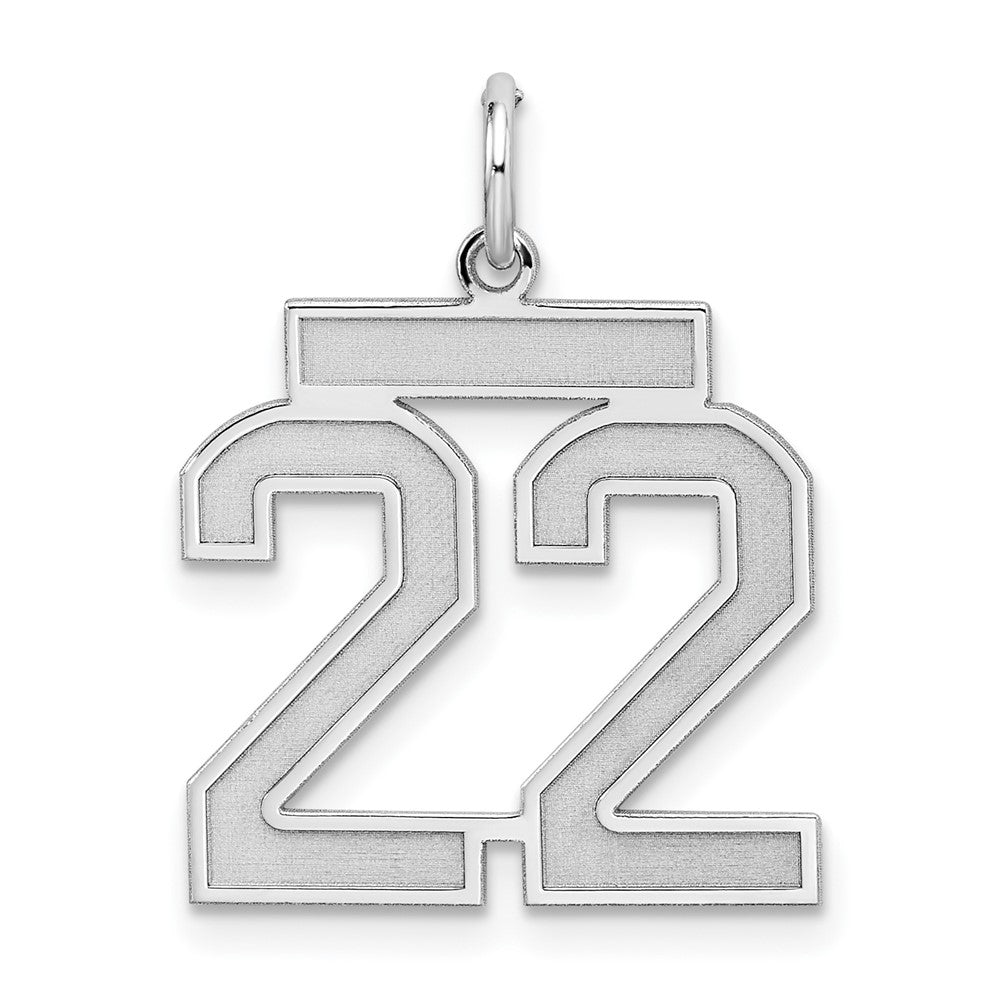 Sterling Silver/Rhodium-plated Satin Number 22 Charm