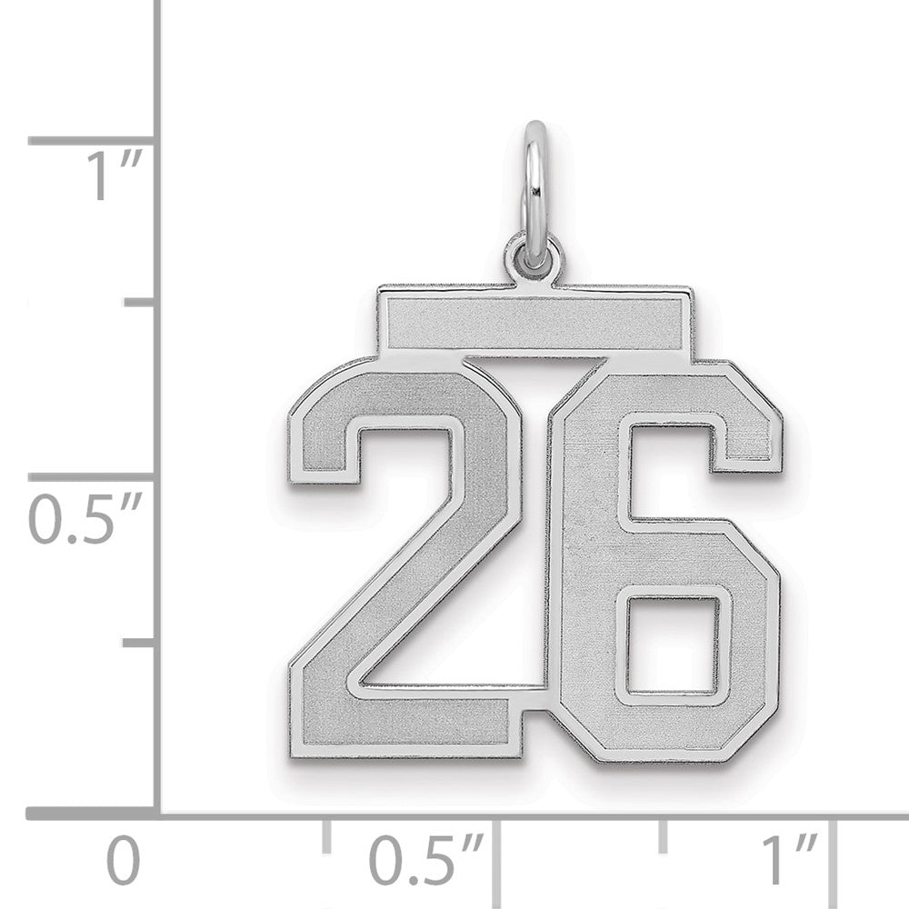 Sterling Silver/Rhodium-plated Satin Number 26 Charm