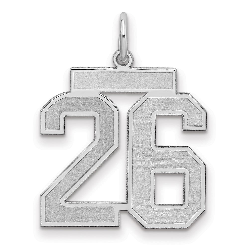 Sterling Silver/Rhodium-plated Satin Number 26 Charm