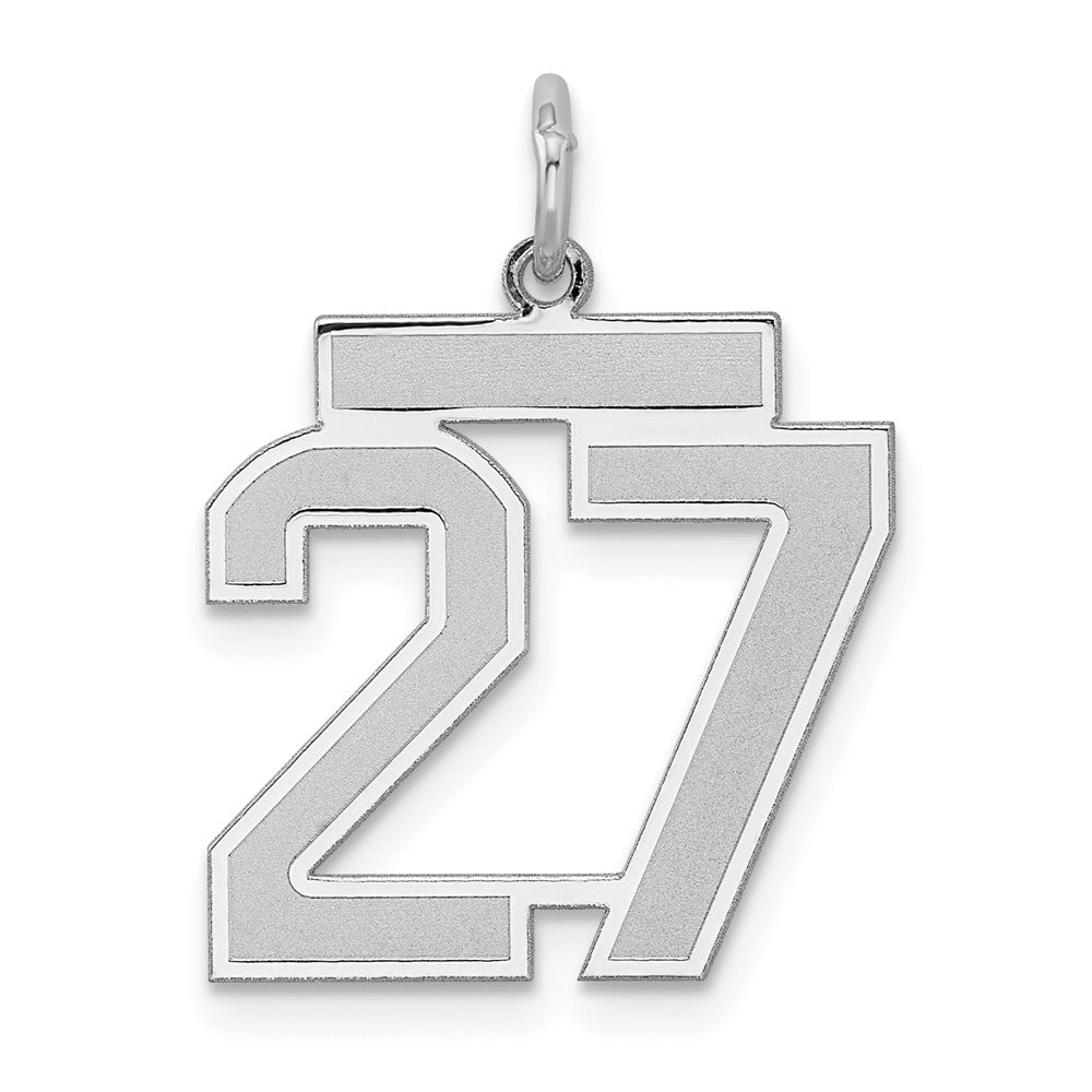 Sterling Silver/Rhodium-plated Satin Number 27 Charm