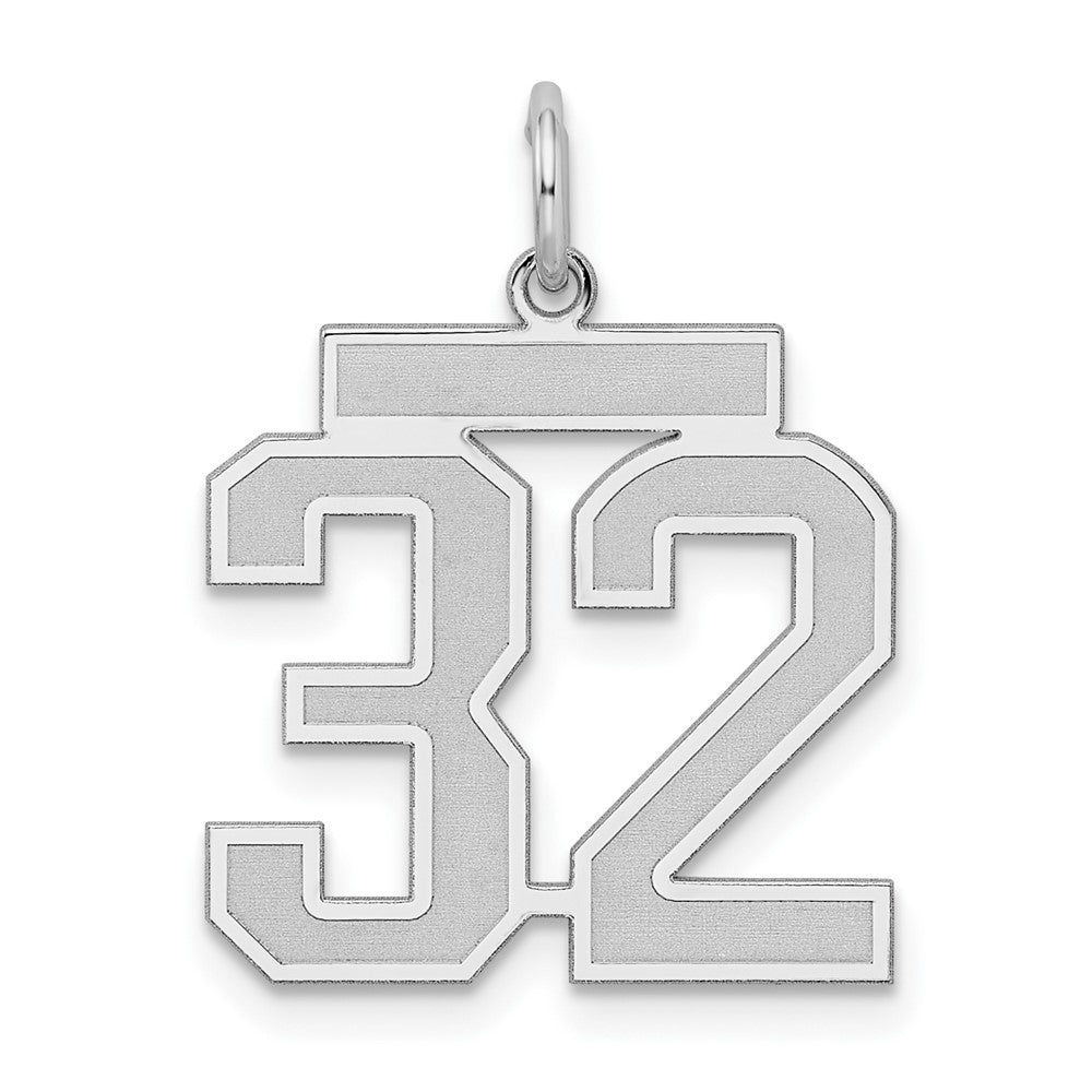 Sterling Silver/Rhodium-plated Satin Number 32 Charm