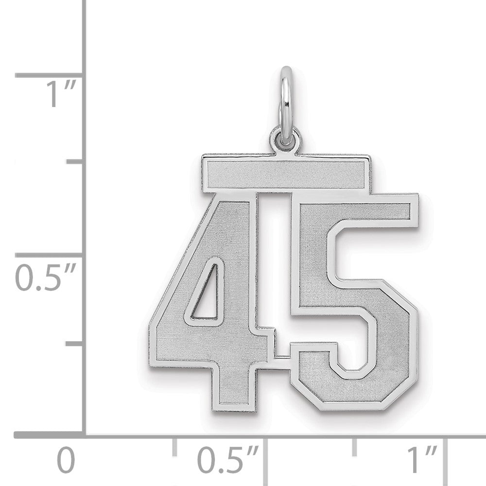 Sterling Silver/Rhodium-plated Satin Number 45 Charm