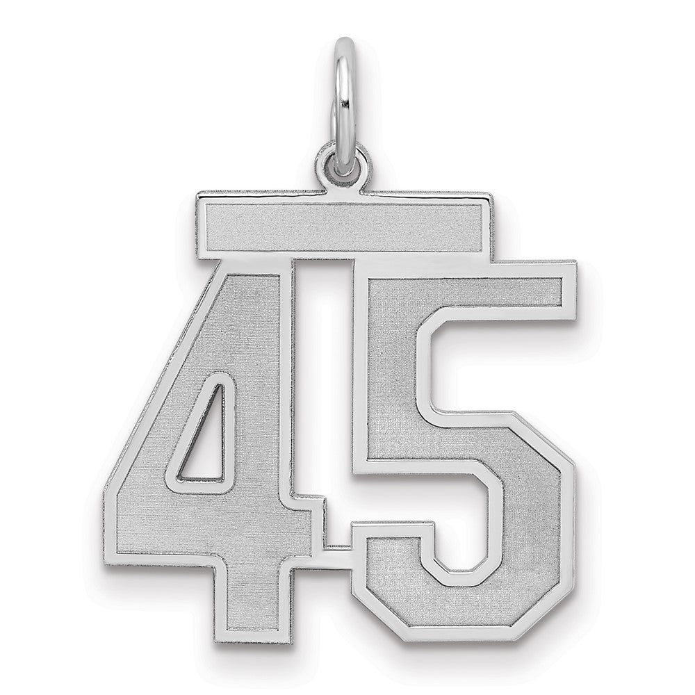 Sterling Silver/Rhodium-plated Satin Number 45 Charm