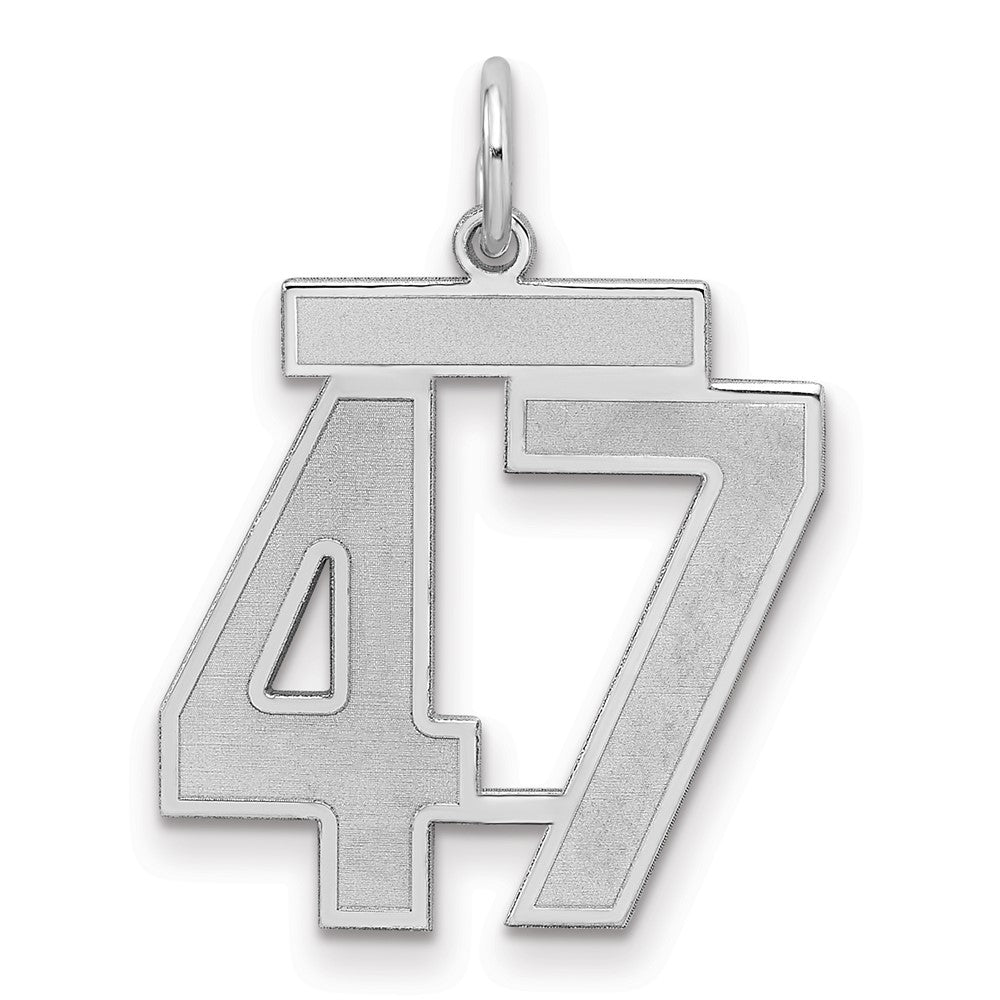 Sterling Silver/Rhodium-plated Satin Number 47 Charm