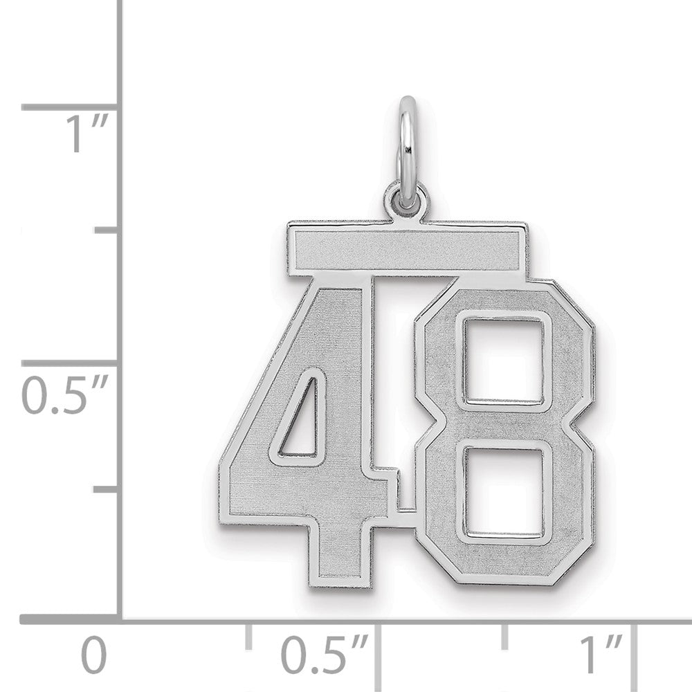 Sterling Silver/Rhodium-plated Satin Number 48 Charm