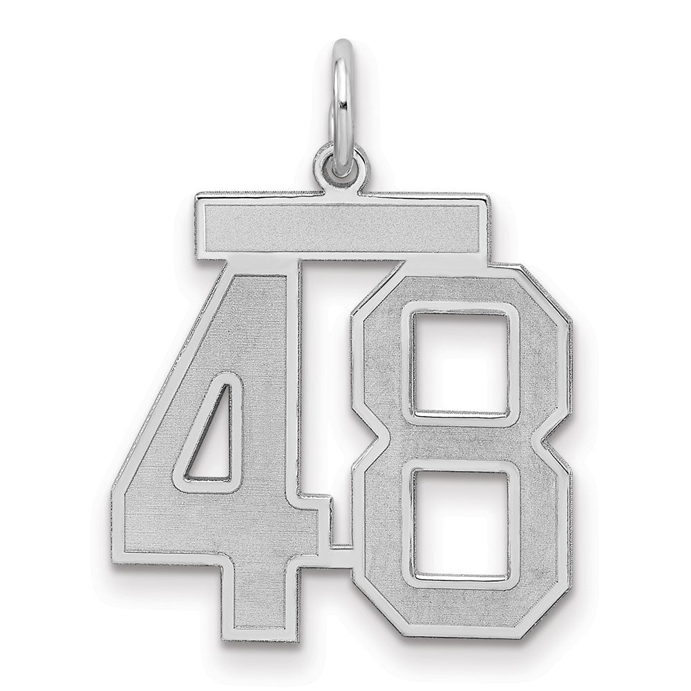 Sterling Silver/Rhodium-plated Satin Number 48 Charm