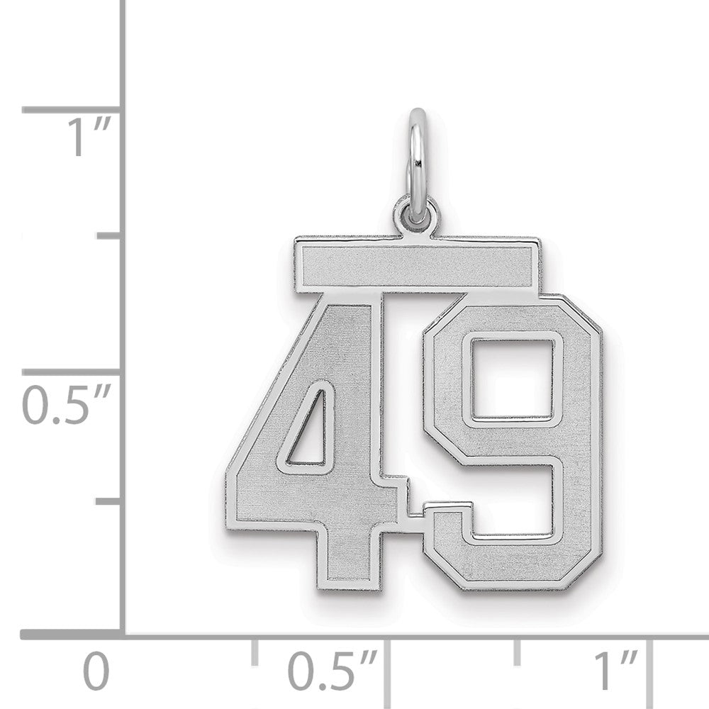 Sterling Silver/Rhodium-plated Satin Number 49 Charm