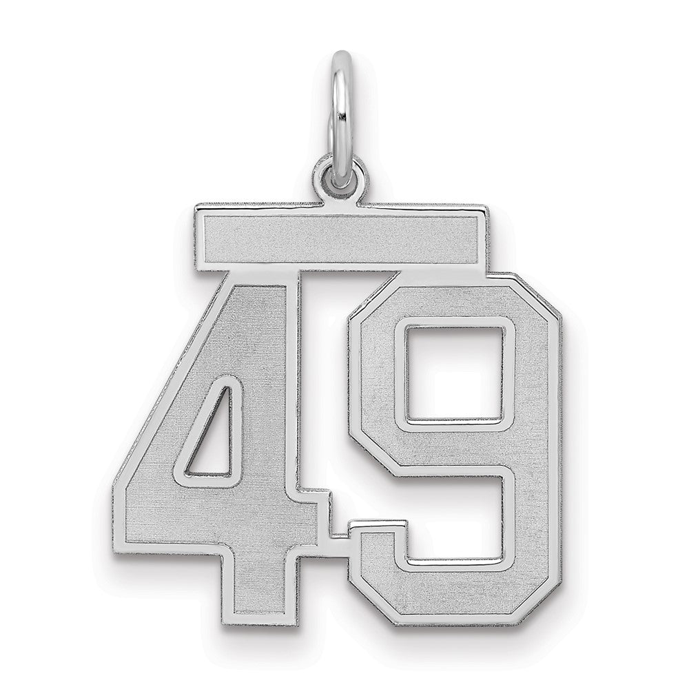 Sterling Silver/Rhodium-plated Satin Number 49 Charm