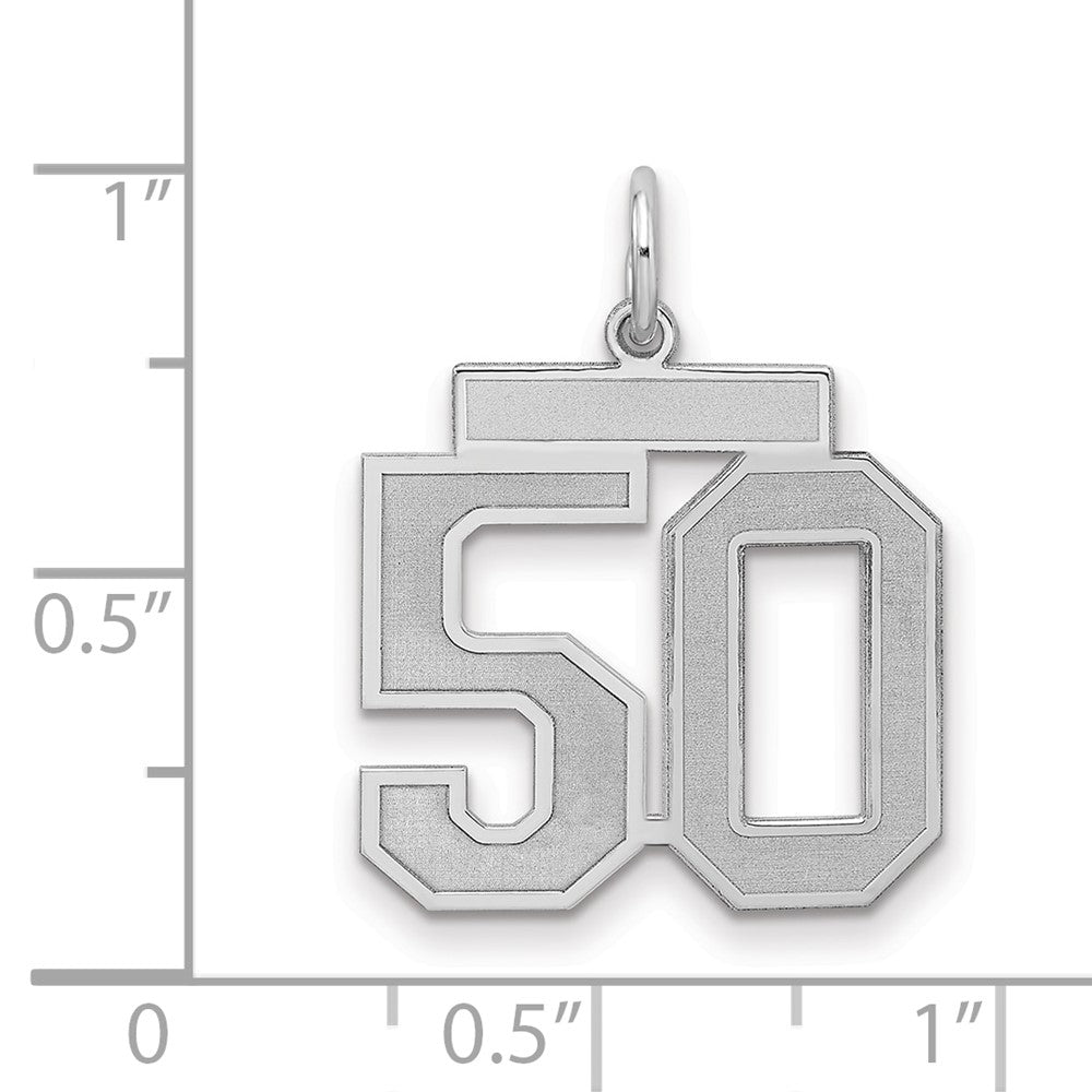 Sterling Silver/Rhodium-plated Satin Number 50 Charm