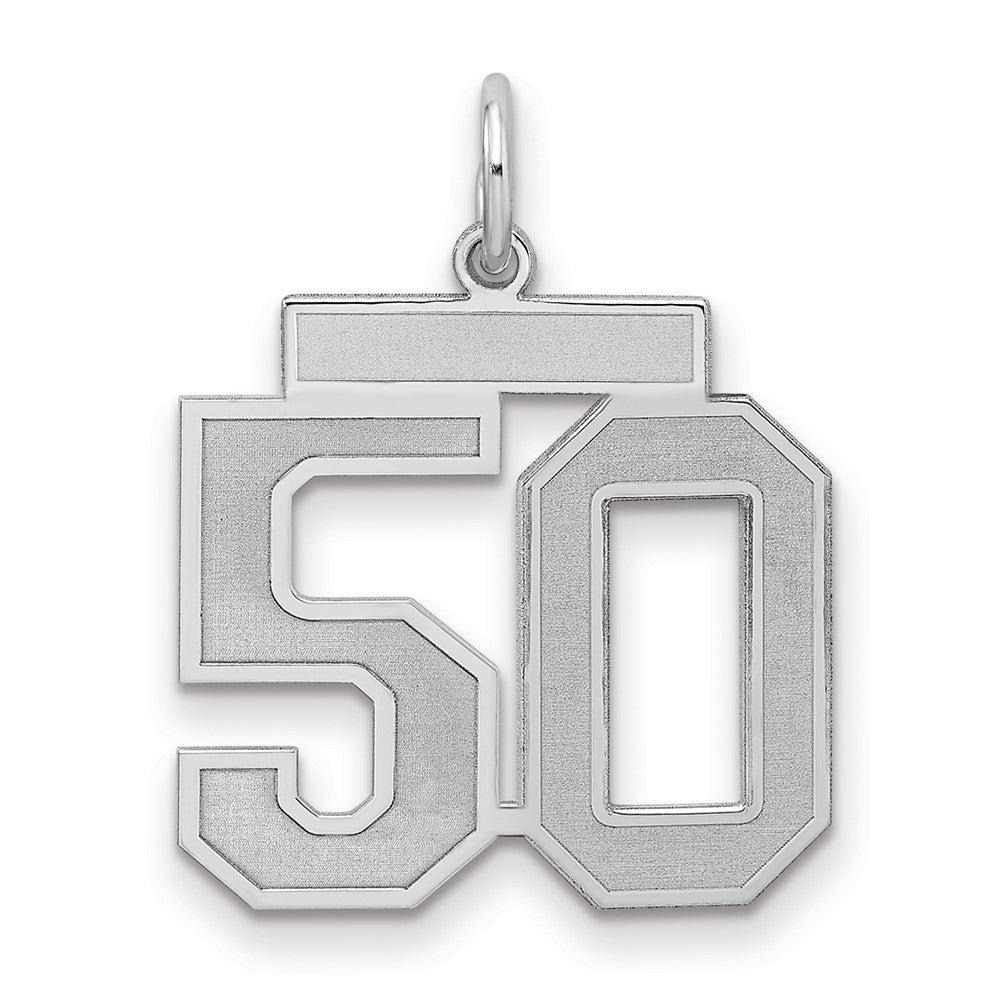 Sterling Silver/Rhodium-plated Satin Number 50 Charm