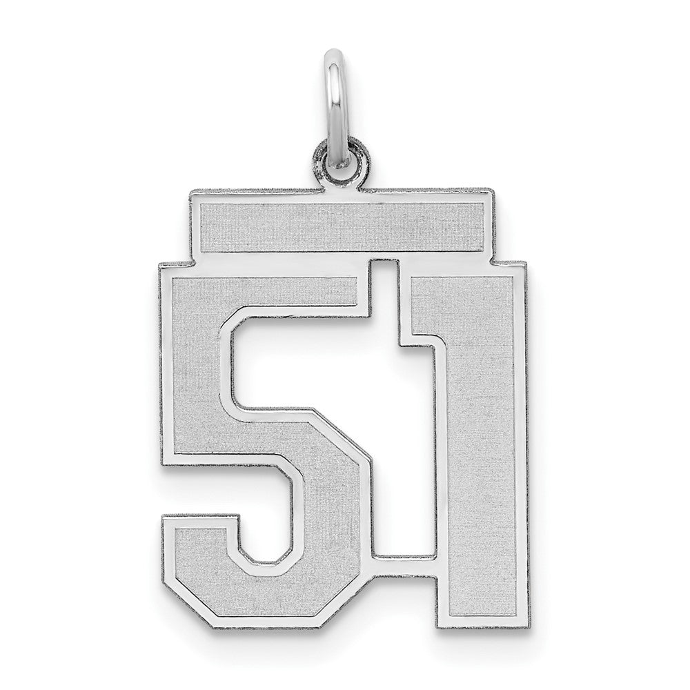 Sterling Silver/Rhodium-plated Satin Number 51 Charm