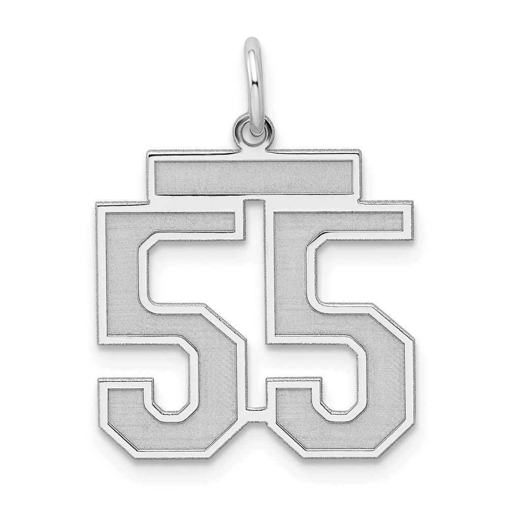 Sterling Silver/Rhodium-plated Satin Number 55 Charm