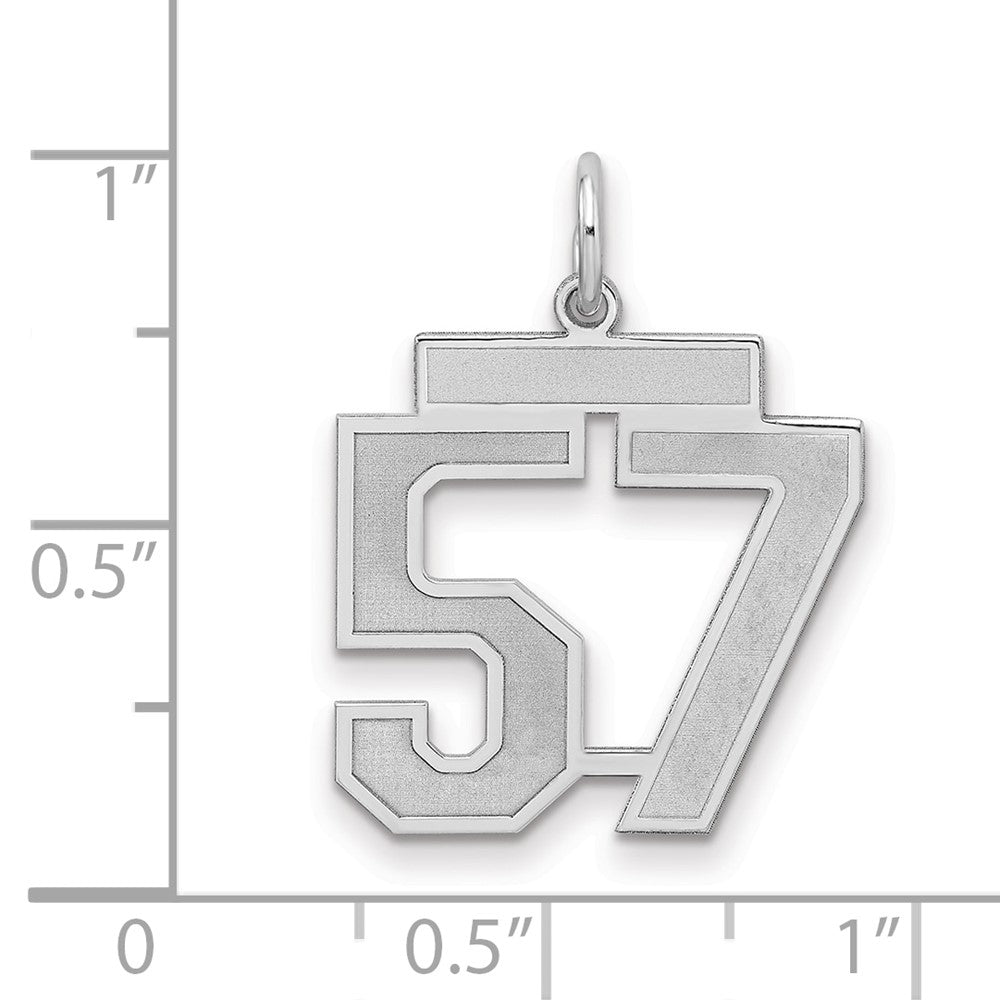 Sterling Silver/Rhodium-plated Satin Number 57 Charm