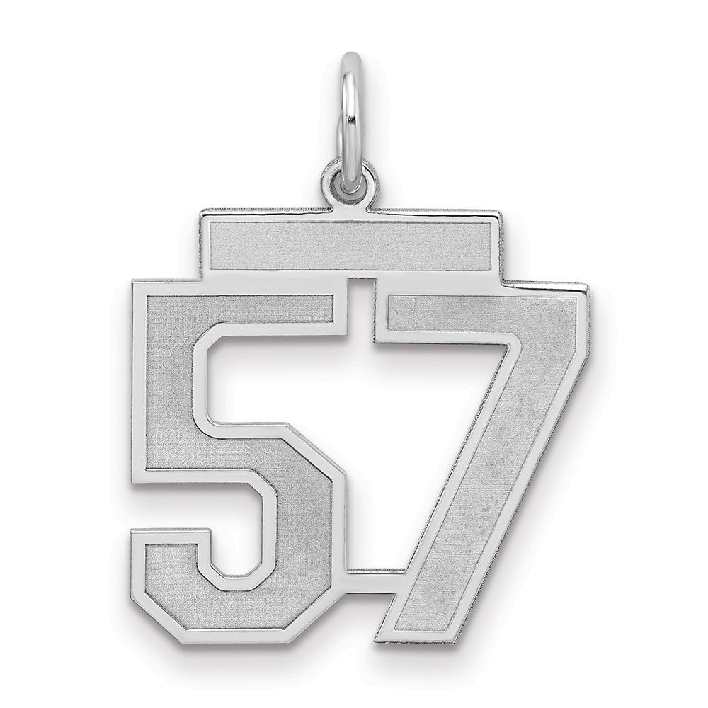 Sterling Silver/Rhodium-plated Satin Number 57 Charm