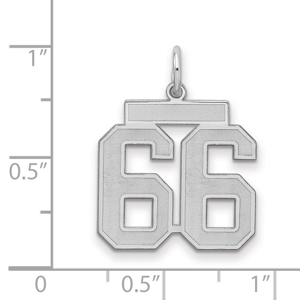 Sterling Silver/Rhodium-plated Satin Number 66 Charm