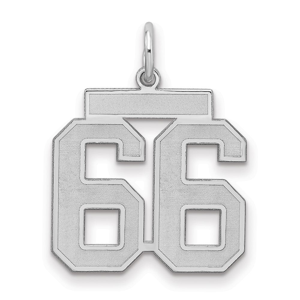 Sterling Silver/Rhodium-plated Satin Number 66 Charm