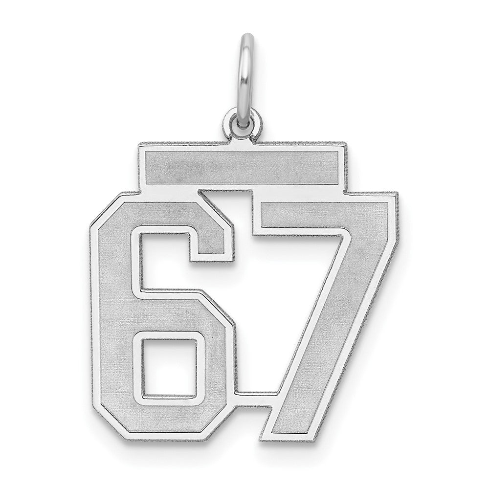 Sterling Silver/Rhodium-plated Satin Number 67 Charm