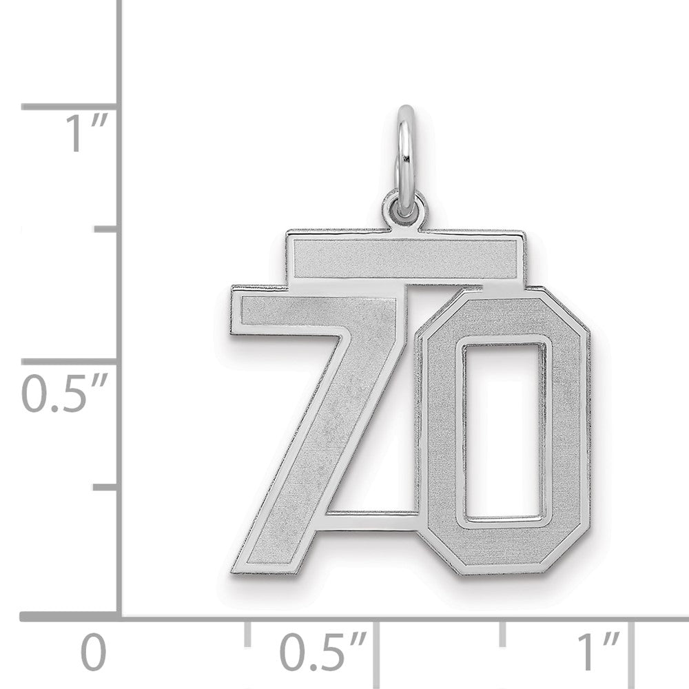 Sterling Silver/Rhodium-plated Satin Number 70 Charm