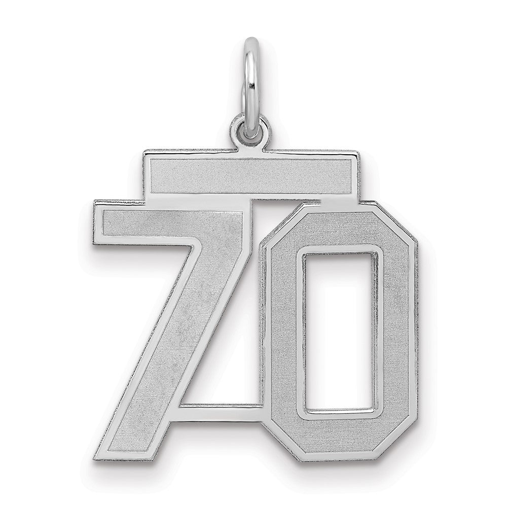 Sterling Silver/Rhodium-plated Satin Number 70 Charm