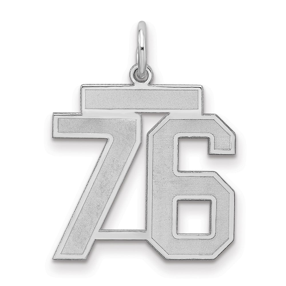 Sterling Silver/Rhodium-plated Satin Number 76 Charm