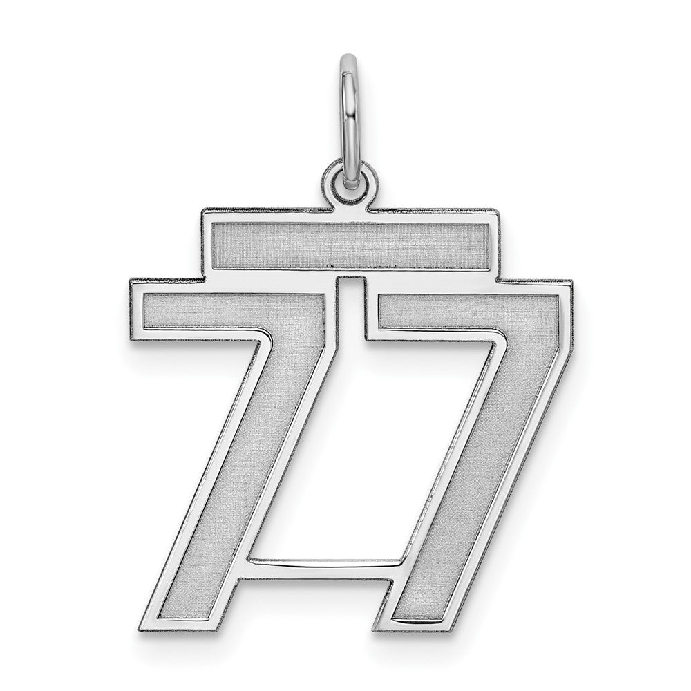 Sterling Silver/Rhodium-plated Satin Number 77 Charm