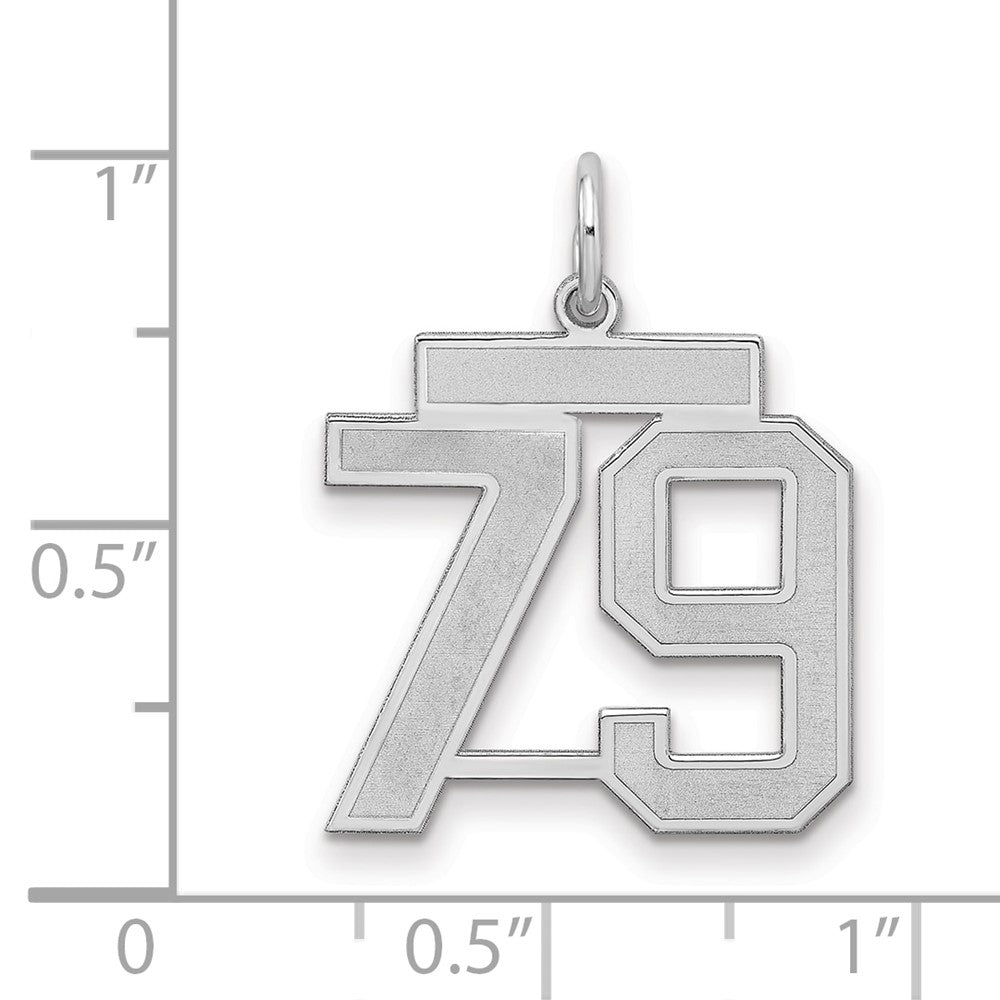 Sterling Silver/Rhodium-plated Satin Number 79 Charm