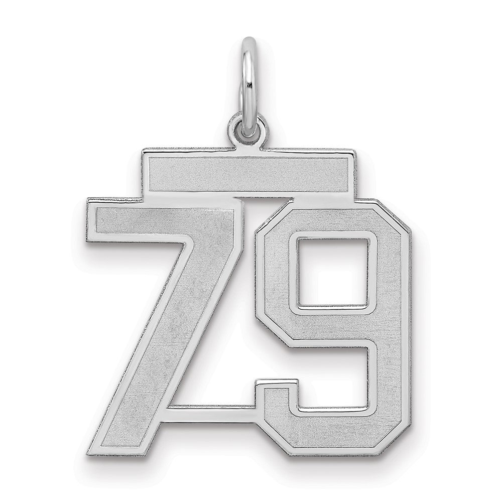 Sterling Silver/Rhodium-plated Satin Number 79 Charm