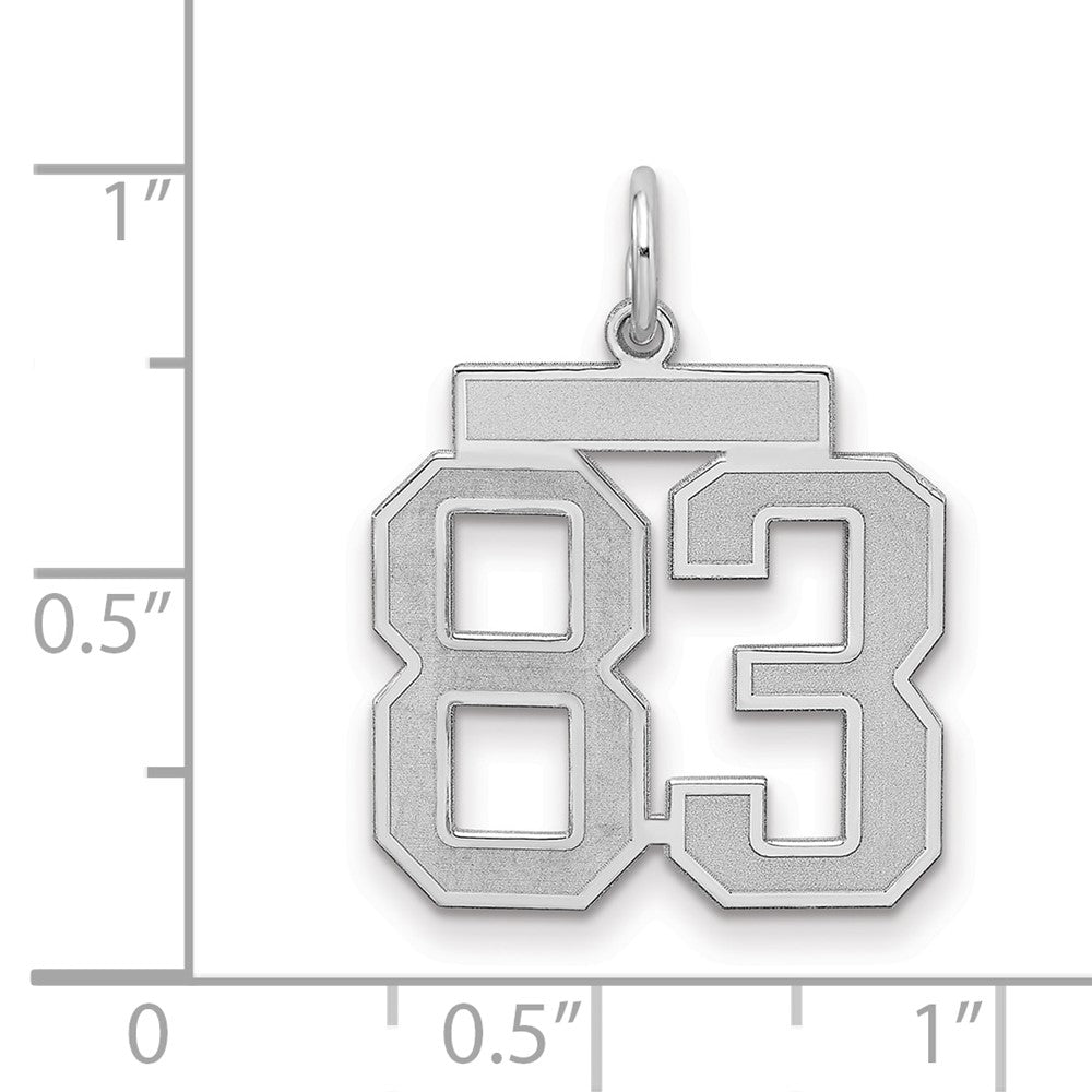 Sterling Silver/Rhodium-plated Satin Number 83 Charm