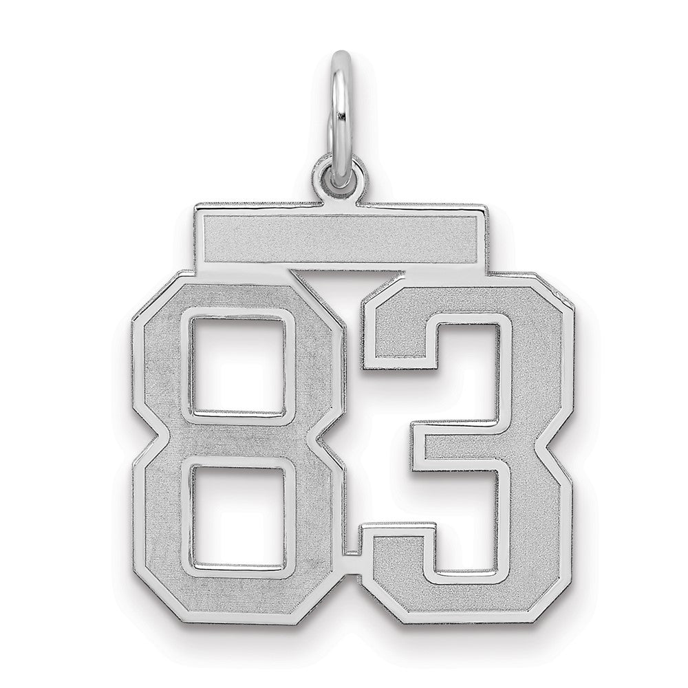 Sterling Silver/Rhodium-plated Satin Number 83 Charm