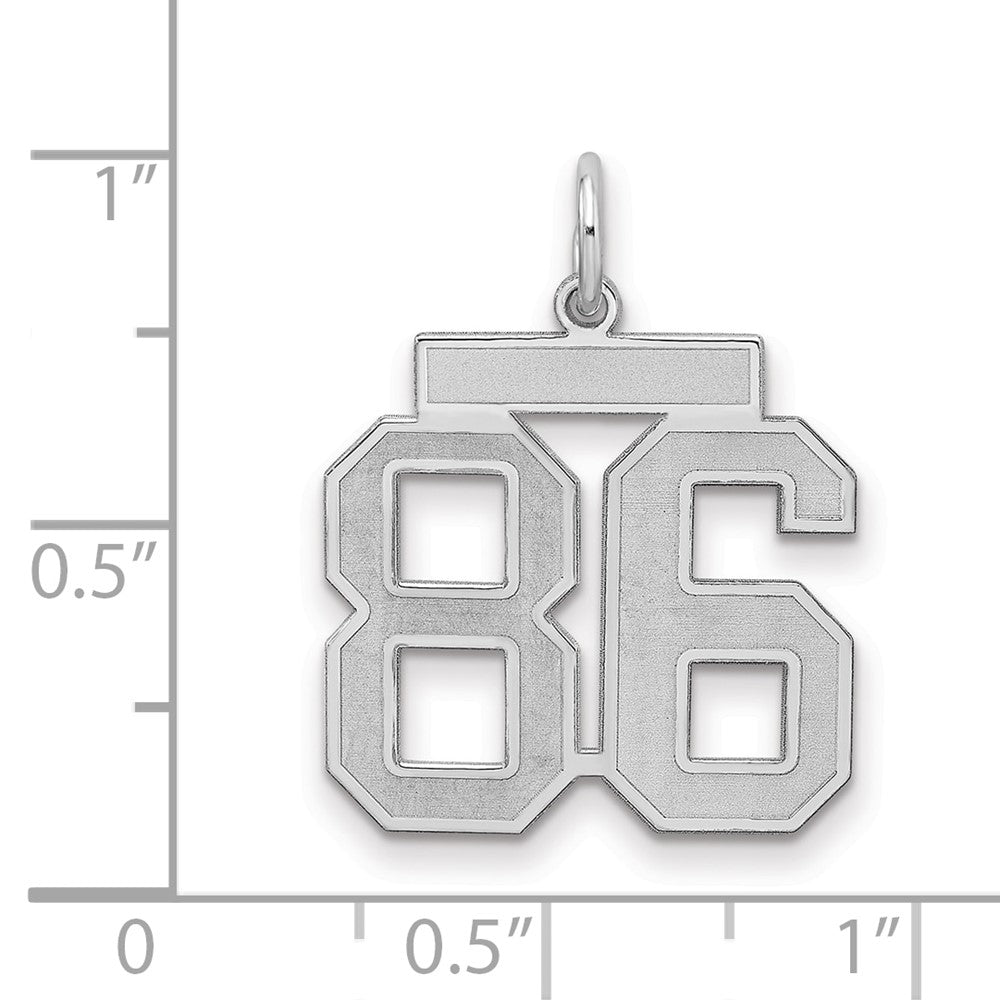 Sterling Silver/Rhodium-plated Satin Number 86 Charm