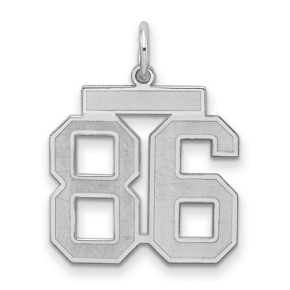 Sterling Silver/Rhodium-plated Satin Number 86 Charm