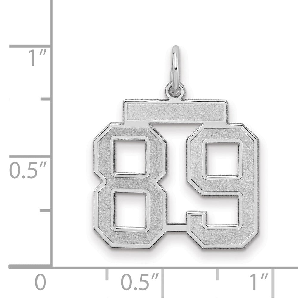 Sterling Silver/Rhodium-plated Satin Number 89 Charm