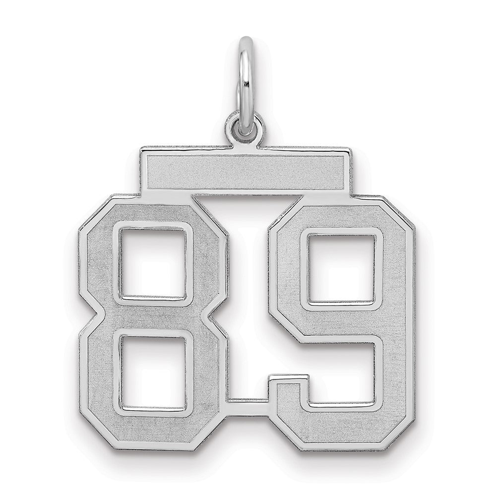 Sterling Silver/Rhodium-plated Satin Number 89 Charm