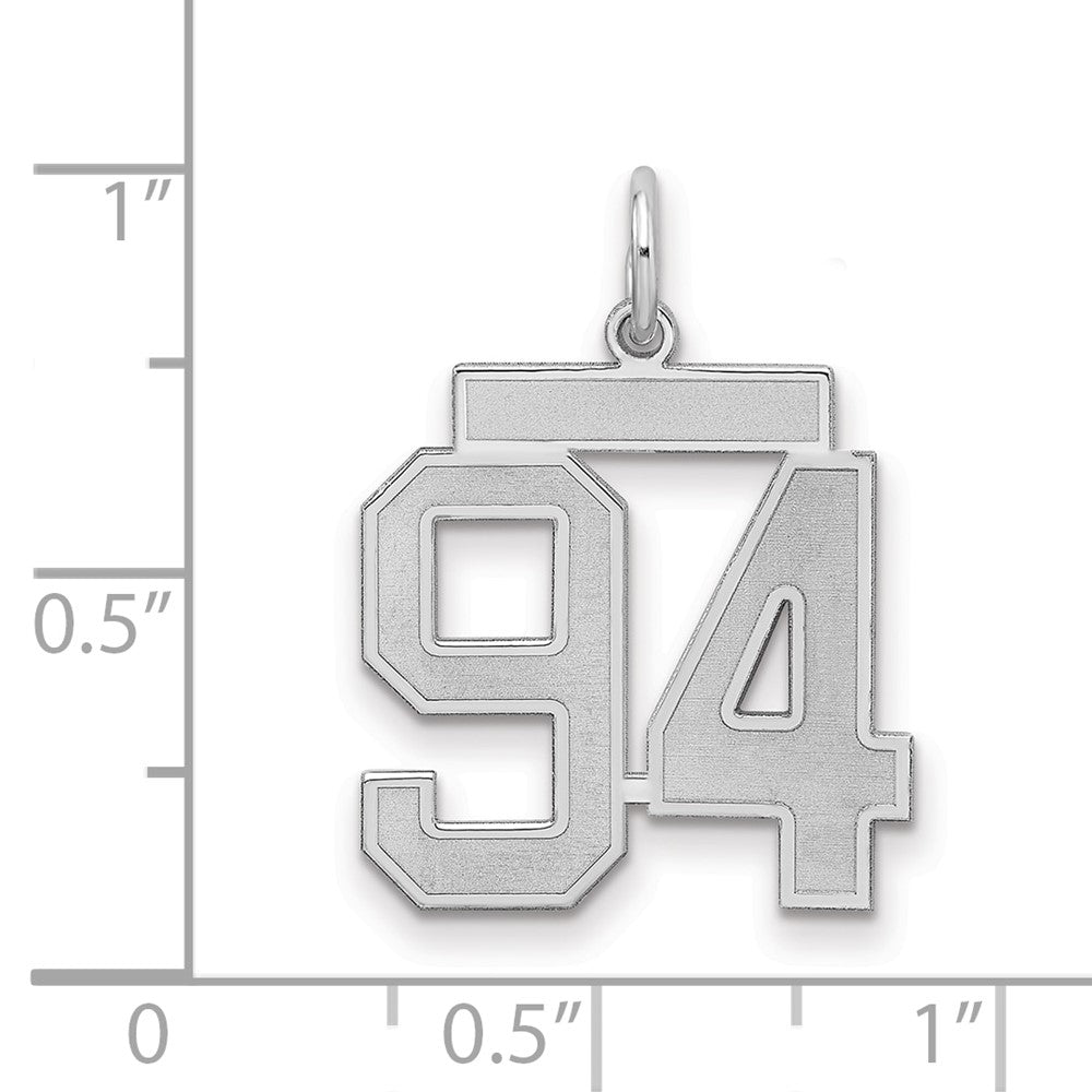 Sterling Silver/Rhodium-plated Satin Number 94 Charm