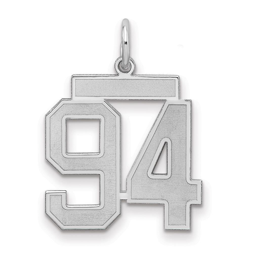 Sterling Silver/Rhodium-plated Satin Number 94 Charm