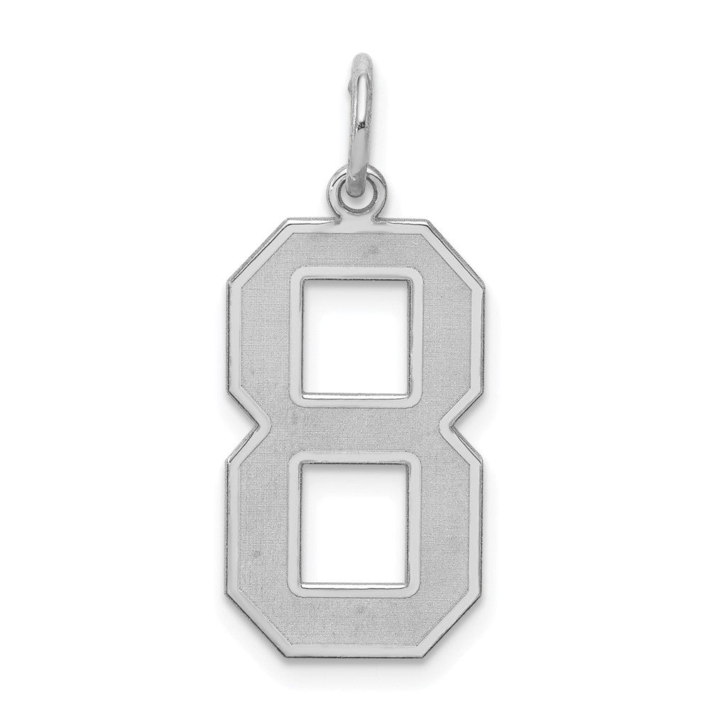 Sterling Silver/Rhodium-plated Satin Number 8 Charm