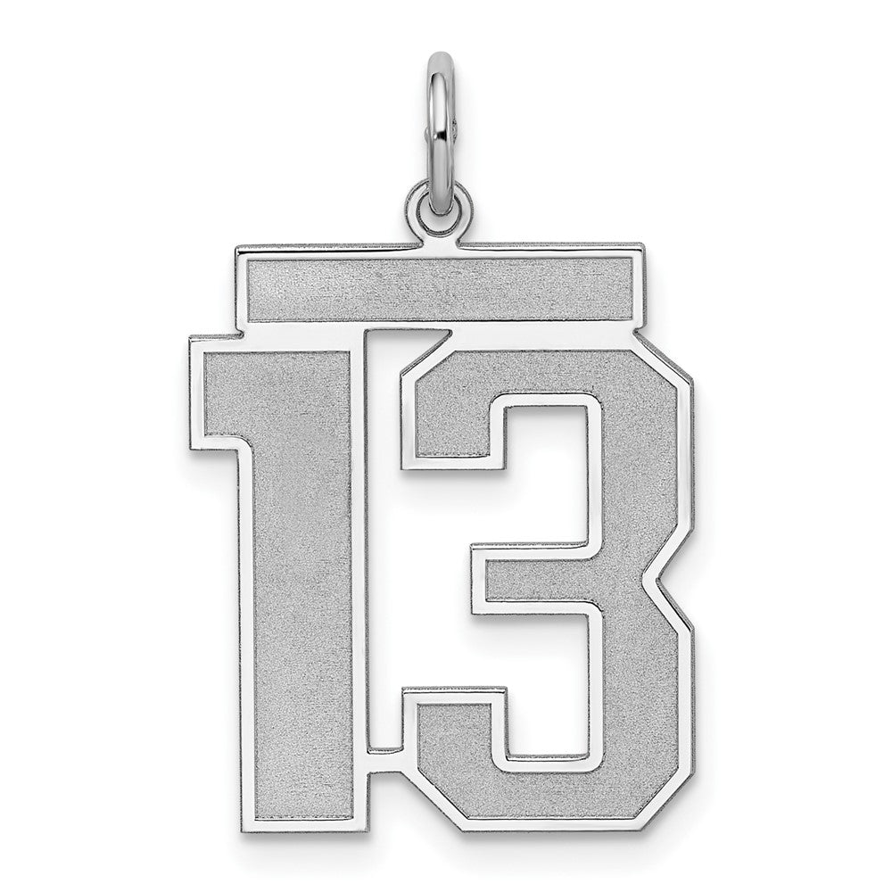 Sterling Silver/Rhodium-plated Satin Number 13 Charm