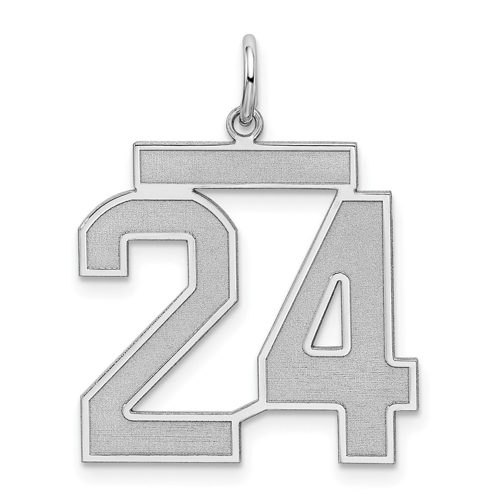 Sterling Silver/Rhodium-plated Satin Number 24 Charm