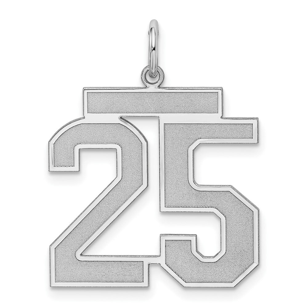 Sterling Silver/Rhodium-plated Satin Number 25 Charm