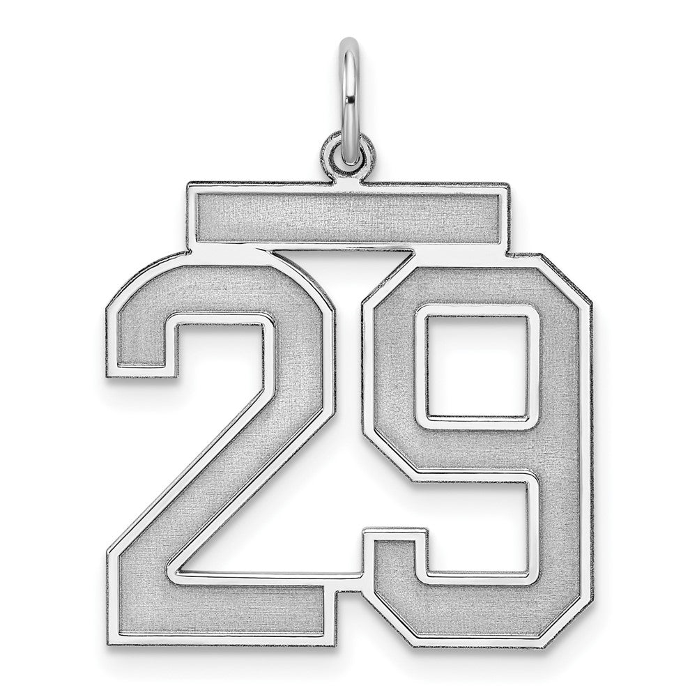 Sterling Silver/Rhodium-plated Satin Number 29 Charm