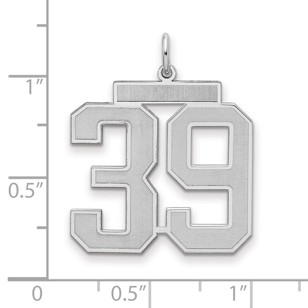 Sterling Silver/Rhodium-plated Satin Number 39 Charm