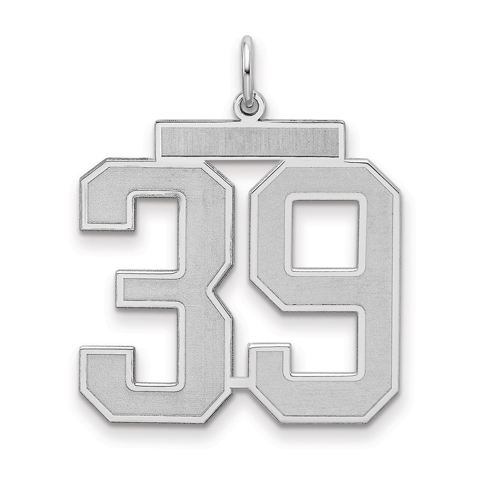 Sterling Silver/Rhodium-plated Satin Number 39 Charm