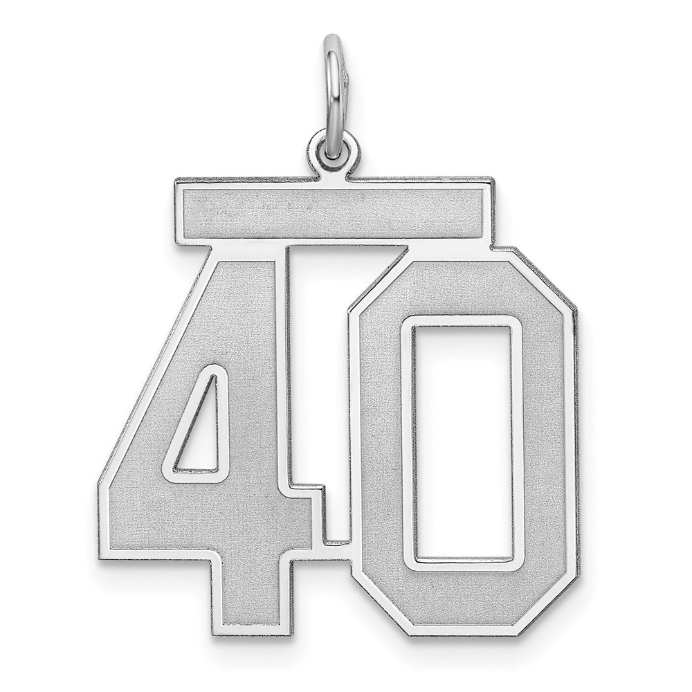 Sterling Silver/Rhodium-plated Satin Number 40 Charm