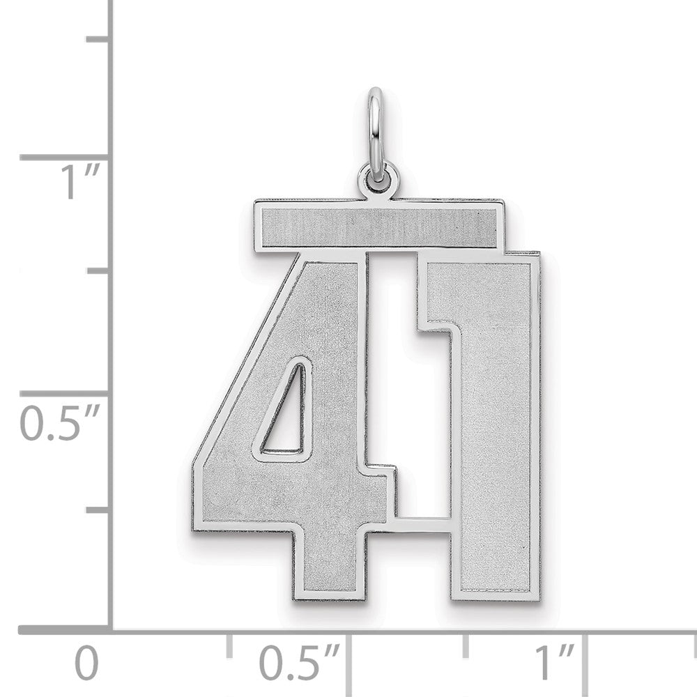 Sterling Silver/Rhodium-plated Satin Number 41 Charm