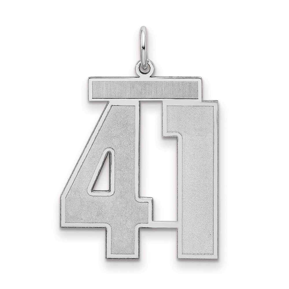 Sterling Silver/Rhodium-plated Satin Number 41 Charm