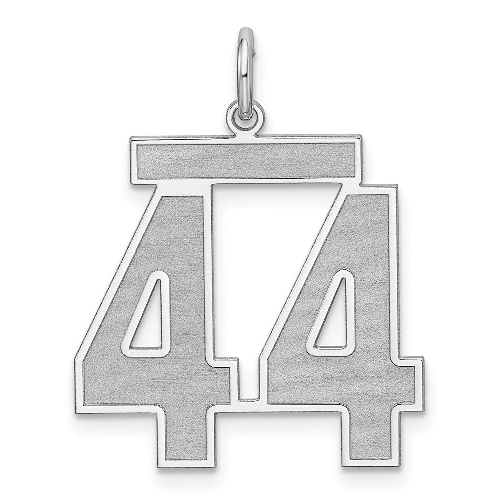 Sterling Silver/Rhodium-plated Satin Number 44 Charm