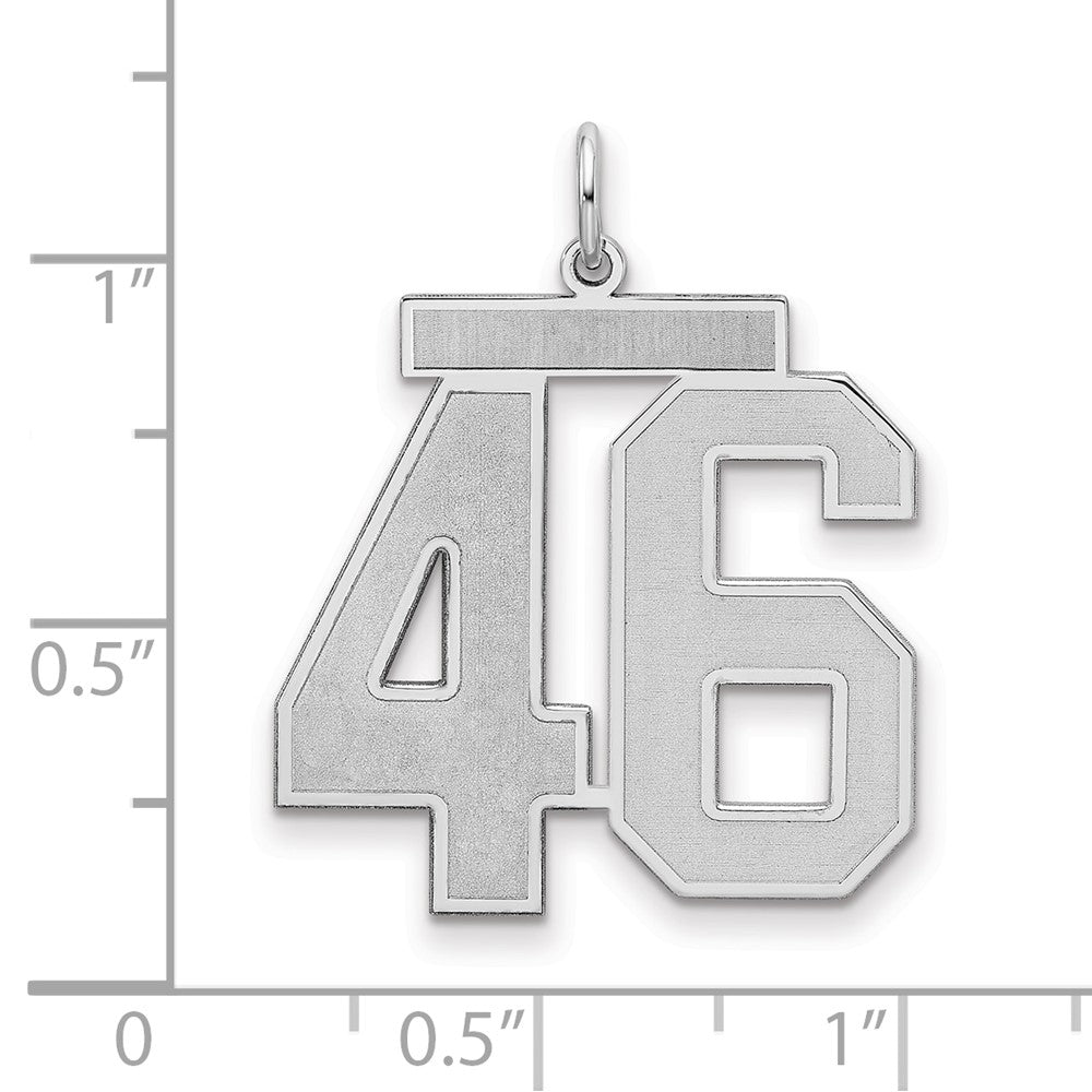 Sterling Silver/Rhodium-plated Satin Number 46 Charm